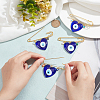 4Pcs 4 Color Lampwork Heart Evil Eye Charms Safety Pin Brooch JEWB-AB00004-3