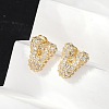 Brass Micro Pave Cubic Zirconia Stud Earrings EJEW-Z091-04G-V-4