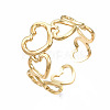 304 Stainless Steel Heart Open Cuff Ring RJEW-T023-57G-3