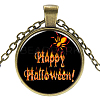 Halloween Theme Glass Pendant Necklaces NJEW-J057-B924-AB-1
