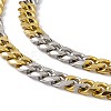 Two Tone Vacuum Plating 201 Stainless Steel Cuban Link Chain Necklace with 304 Stainless Steel Clasps for Men Women NJEW-M194-01C-GP-2