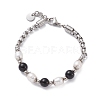 Round Mixed Gemstone & Natural Pearl Beaded Bracelet for Girl Women BJEW-F418-07-2