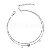 Heart Alloy Cubic Zirconia Double Layer Anklets WG95339-02-3