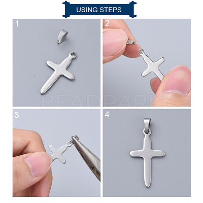 Tarnish Resistant 201 Stainless Steel Snap on Bails STAS-F117-16P-3x7-1