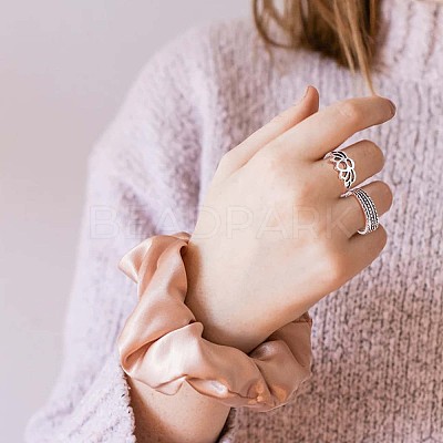 15Pcs 15 Style Crystal Rhinestone Rhombus & Lotus & Crown Finger Rings Set JR940A-1