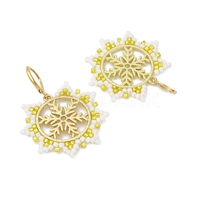 Snowflake 304 Stainless Steel Leverback Earrings EJEW-MZ00496-01-1