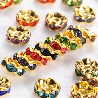 Brass Grade A Rhinestone Spacer Beads RSB028NFG-1