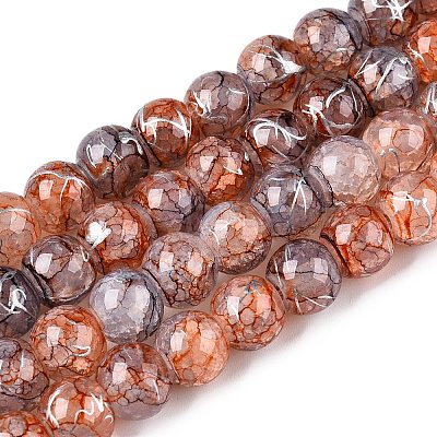 Drawbench Crackle Glass Beads Strands GLAA-N006-8mm-09-1