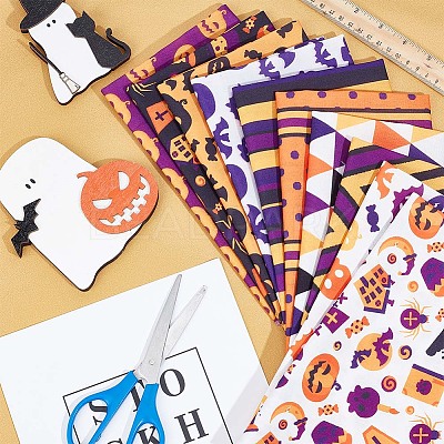 Halloween Printed Polycotton Fabric DIY-WH0032-07A-1