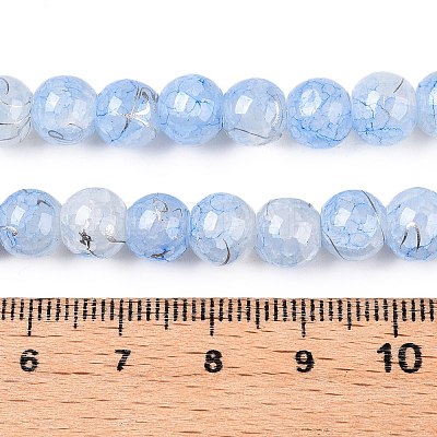 Drawbench Crackle Glass Beads Strands GLAA-N006-8mm-04-1