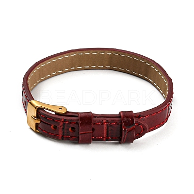 Leather Textured Bracelet Straps Slide Wristbands for Slide Charms AJEW-K232-01G-1