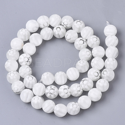 Handmade Millefiori Lampwork Beads Strands X-LAMP-R143-01H-1