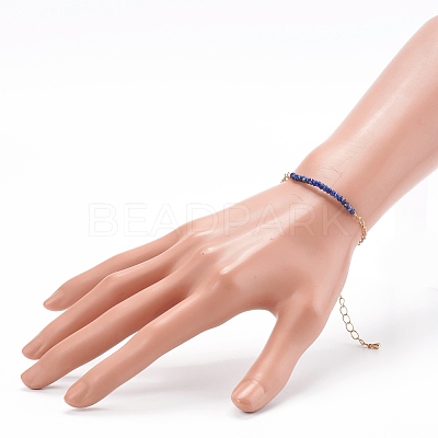 August Birthstone Natural Lapis Lazuli Beaded Bracelets BJEW-JB06092-08-1