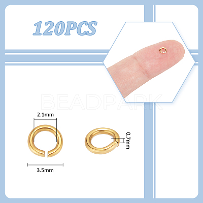 120Pcs 304 Stainless Steel Open Jump Rings STAS-UN0060-83A-1