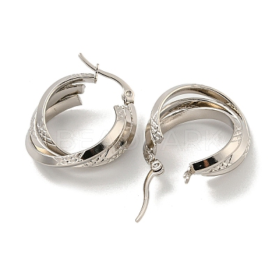 Tarnish Resistant 202 Stainless Steel Multi Layered Hoop Earrings EJEW-H003-11P-1