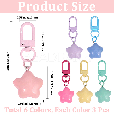 18Pcs 6 Colors Resin Star Pendant Decoraitons FIND-BBC0004-92-1
