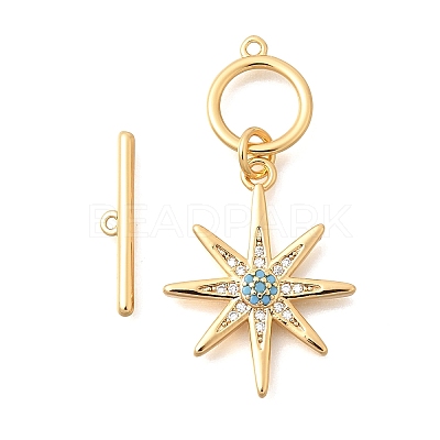 Brass Pave Cubic Zirconia Toggle Clasps KK-N289-09G-1