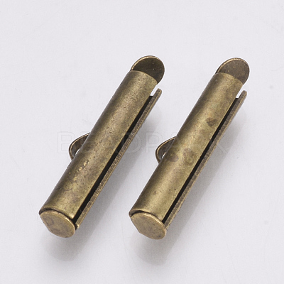 Brass Slide On End Clasp Tubes X-KK-Q747-11F-AB-1