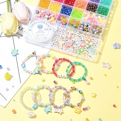 DIY Round & Flat Round with Letters Acrylic & Resin Bracelets Jewelry Making Kits DIY-FS0007-44-1