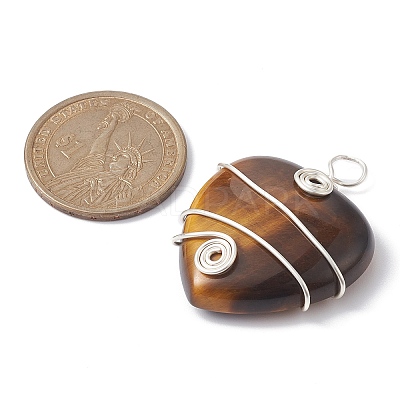 Natural Mixed Stone Copper Wire Wrapped Pendants PALLOY-JF02148-1