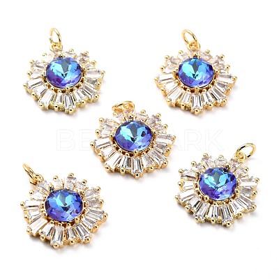 Brass Micro Pave Cubic Zirconia Pendants ZIRC-O044-21E-G-1