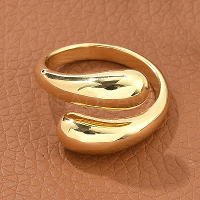Brass Teardrop Open Cuff Ring for Women RJEW-M148-03G-1