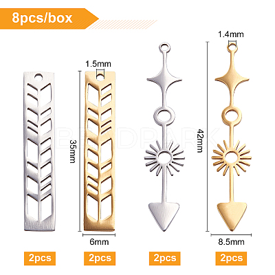 4Pcs 2 Style 201 Stainless Steel Pendants STAS-BC0003-21-1