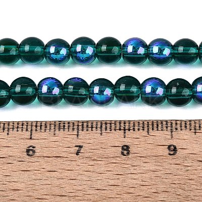 Transparent Electroplate Glass Beads Strands EGLA-Q132-6MM-01A-19-1
