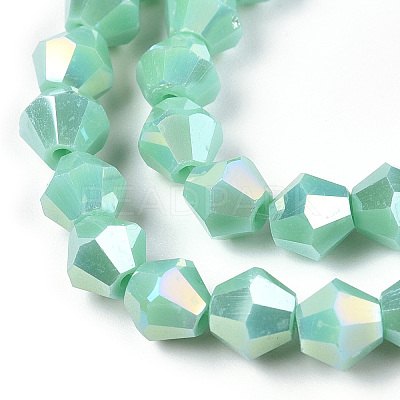 Opaque Solid Color Electroplate Glass Beads Strands EGLA-A039-P6mm-B20-1