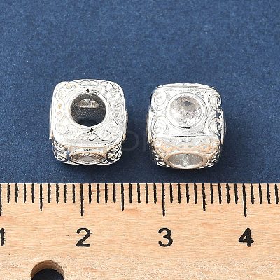 Brass Cubic Clear Zirconia European Beads KK-A254-13S-02-1