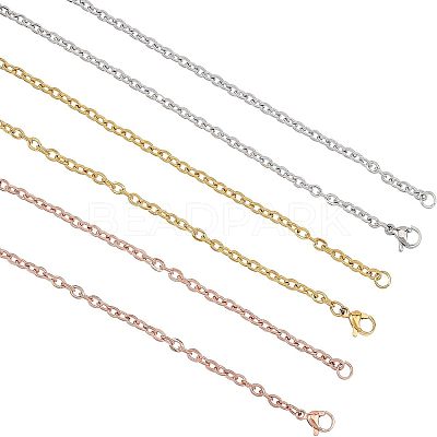 PVD Vacuum Plating Classic Plain 304 Stainless Steel Mens Womens Cable Chain for Necklace STAS-UN0005-34-1