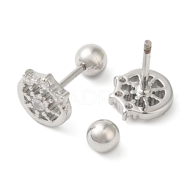 Flat Round Brass Micro Pave Clear Cubic Zirconia Cartilage Earrings EJEW-L289-02P-03-1