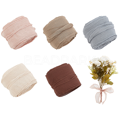 5 Rolls 5 Colors Polyester Ribbon OCOR-PH0002-74-1