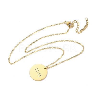 304 Stainless Steel Number 11:11 Pendant Necklaces LS-NJEW-NH0002-01G-05-1