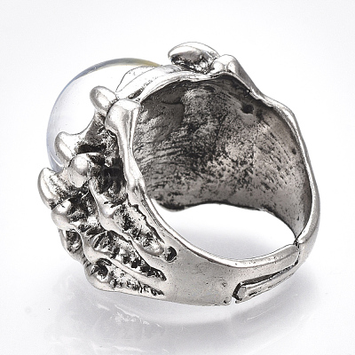 Adjustable Alloy Glass Finger Rings RJEW-T006-02C-1