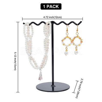 Iron Wave T-Bar Shaped Earring Display Stands EDIS-WH0021-43-1