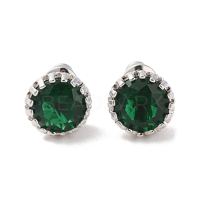 Rack Plating Brass Pave Single Cubic Zirconia Stud Earrings X-EJEW-I304-02P-05-1