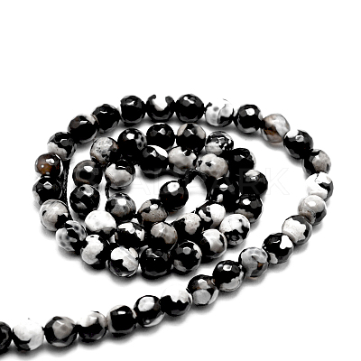 Faceted Natural Agate Round Beads Strands G-E318B-4mm-09-1