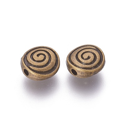 Tibetan Style Alloy Flat Round Carved Vortex Beads X-TIBEB-5437-AB-FF-1