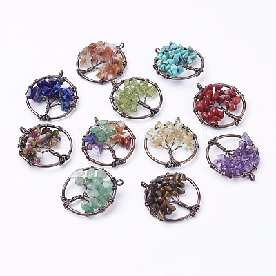 Natural & Synthetic Mixed Stone Pendants G-E419-R-1