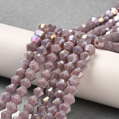 Opaque Solid Color Electroplate Glass Beads Strands EGLA-A039-P4mm-B13-1