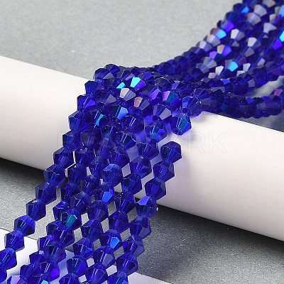 Transparent Electroplate Glass Beads Strands GLAA-F029-2mm-D06-1