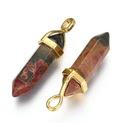 Natural Polychrome Jasper/Picasso Stone/Picasso Jasper Bullet Double Terminated Pointed Pendants LS-G-G902-B26-1