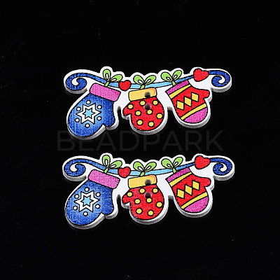 Christmas 2-Hole Spray Painted Maple Wooden Buttons WOOD-N005-36-1