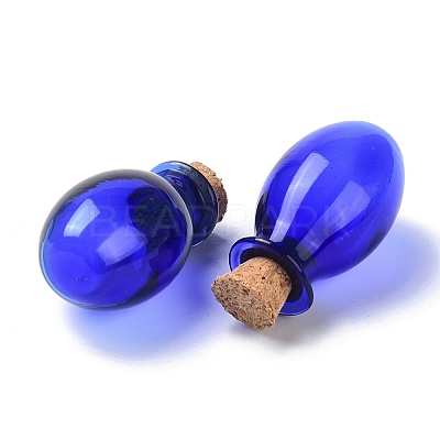 Oval Glass Cork Bottles Ornament AJEW-O032-03B-1