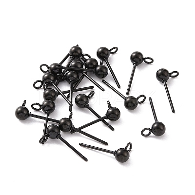 304 Stainless Steel Ball Stud Earring Findings STAS-G099-09B-1