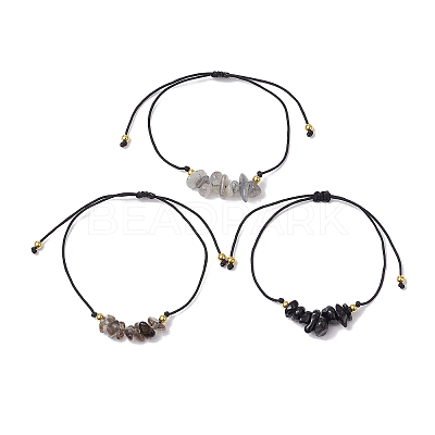 3Pcs 3 Styles Gemstone Braided Bead Bracelets BJEW-JB11146-06-1