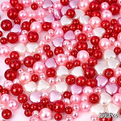 Spray Painted ABS Plastic Imitation Pearl Beads OACR-YW0002-20A-1