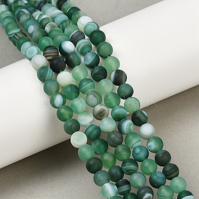 Natural Grade A Striped Agate/Banded Agate Beads Strands G-E478-08-10MM-1