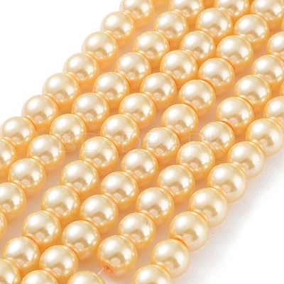 Baking Paint Pearlized Glass Pearl Round Bead Strands X-HY-Q330-8mm-61-1